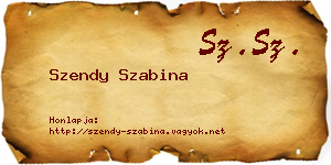 Szendy Szabina névjegykártya
